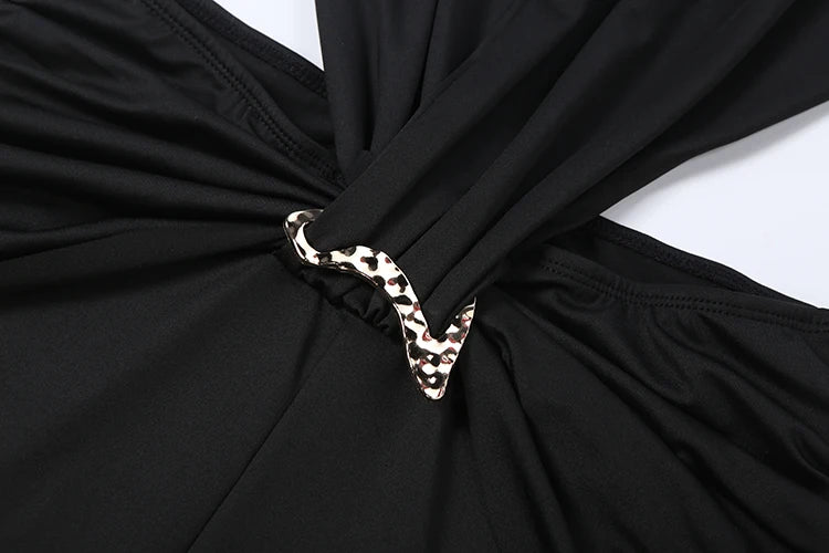 Nibber Metal Trim Jumpsuit Women Ruched Sexy Waistless Cross Hollow Bandage Coquette Midnight Workout Hipster Stretch Overalls