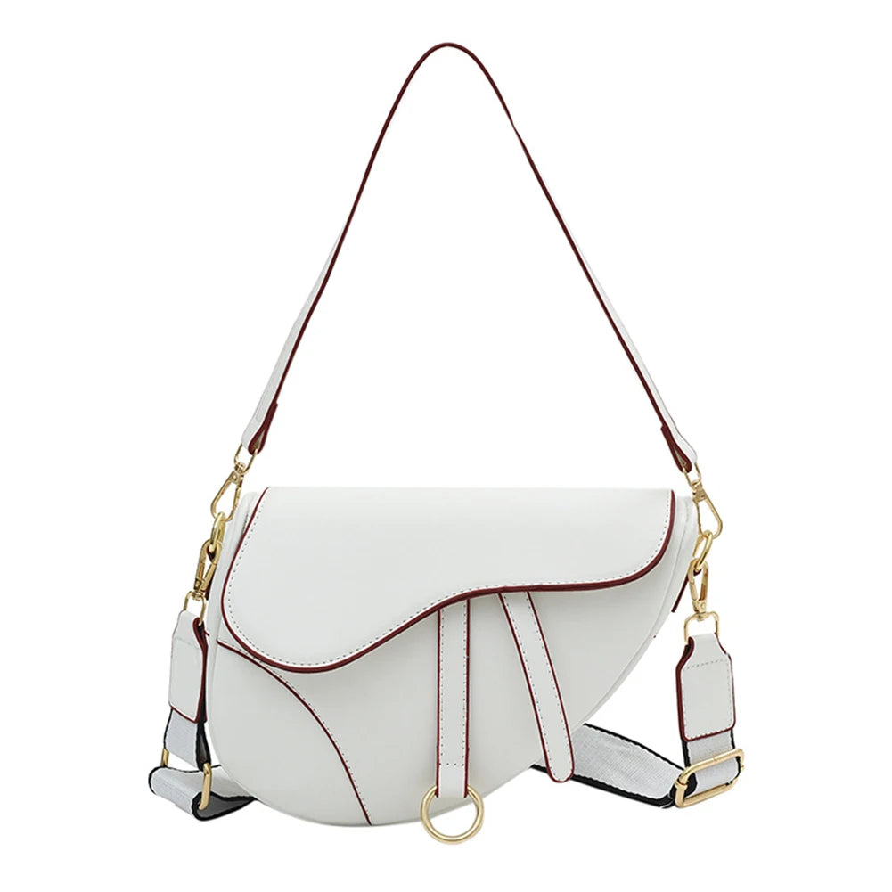 PU Leather Small Crossbody Bag Waterproof Women Mini Hobo Bag Saddle Shoulder Bag Solid Color Shoulder Bag Ladies Top Handle Bag