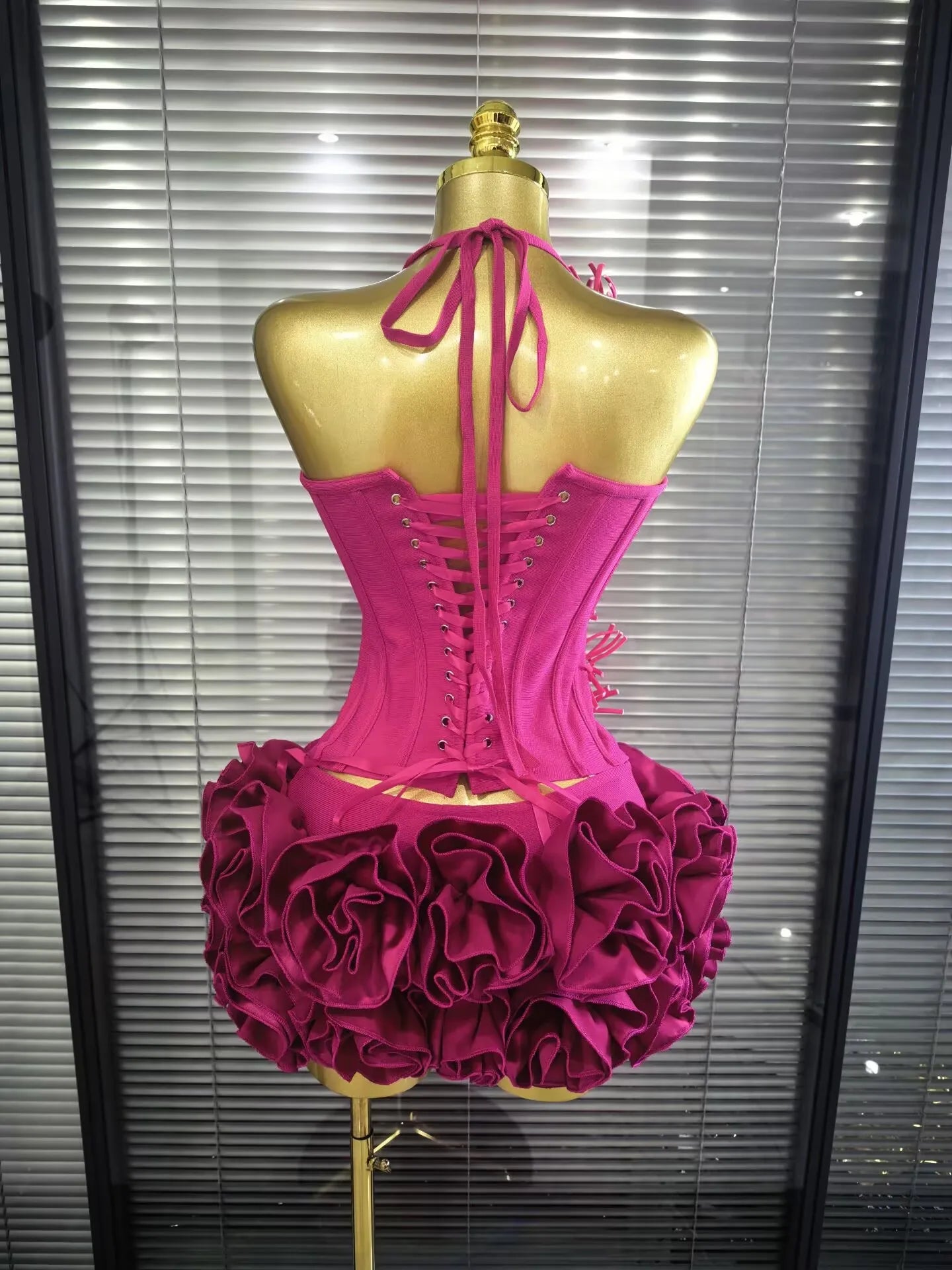 Women Sexy Halter Full Florals 2 Pieces Bodycon Mini Bandage Dress Celebrate Nightclub Party Birthday Outfit