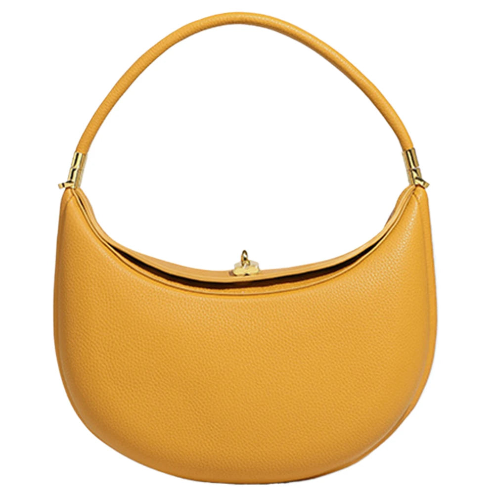 Trendy Shoulder Bag PU Leather Designer Underarm Bag with Hasp Closure Stylish Casual Clutch Purse Soft Half Moon Bag for Women