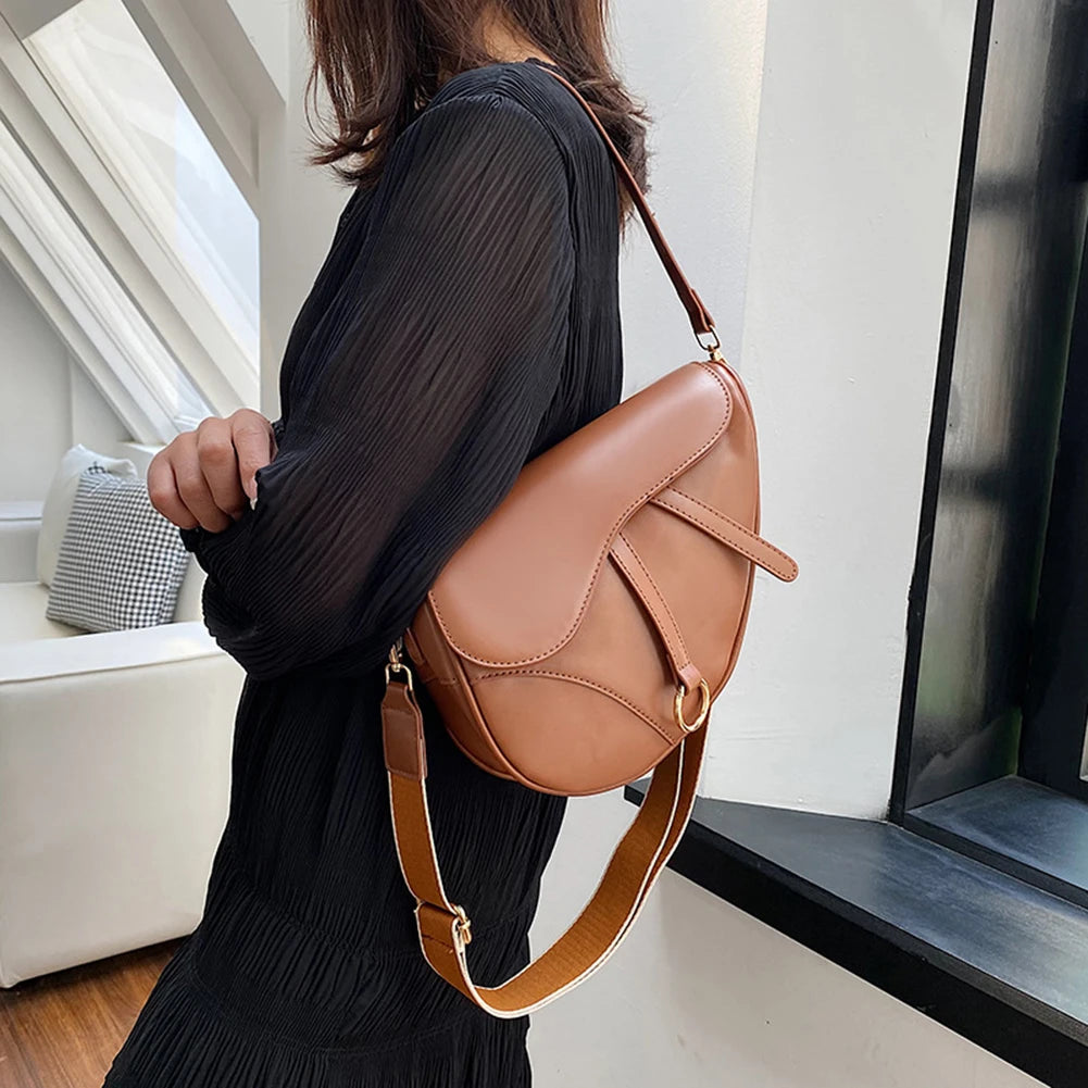 PU Leather Small Crossbody Bag Waterproof Women Mini Hobo Bag Saddle Shoulder Bag Solid Color Shoulder Bag Ladies Top Handle Bag