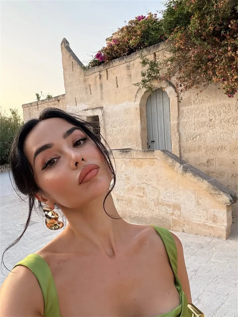 Mozision Satin Backless Sexy Maxi Dress Women Elegant Halter Off-shoulder Sleeveless Lace-up Bodycon Club Party Long Dresses