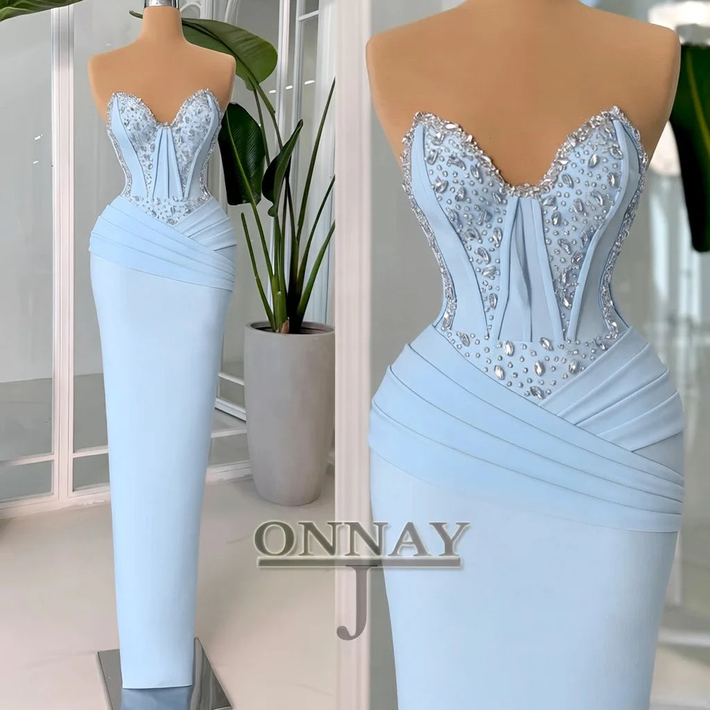 Customized Pink Mermaid Prom Dresses for Women Corset Crystals Saudi Arabric Gala Bespoke Occasion Gown Vestidos De Fiesta Plus