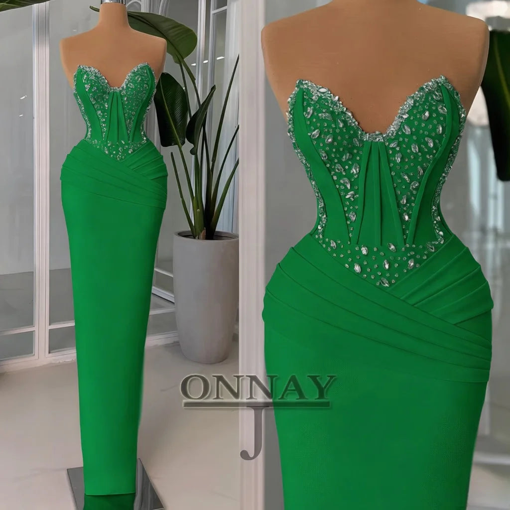 Customized Pink Mermaid Prom Dresses for Women Corset Crystals Saudi Arabric Gala Bespoke Occasion Gown Vestidos De Fiesta Plus