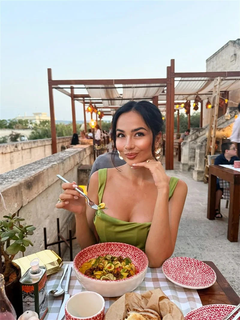 Mozision Satin Backless Sexy Maxi Dress Women Elegant Halter Off-shoulder Sleeveless Lace-up Bodycon Club Party Long Dresses