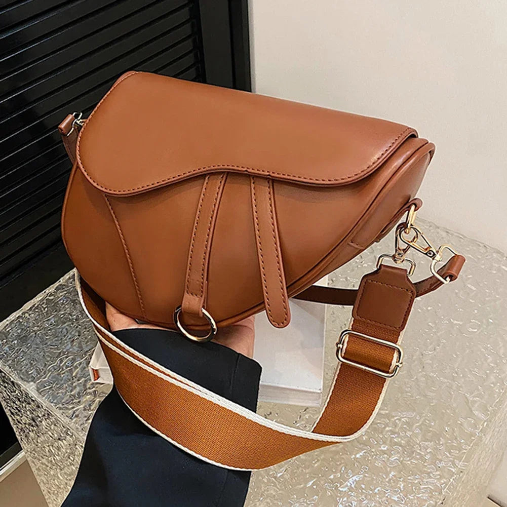 PU Leather Small Crossbody Bag Waterproof Women Mini Hobo Bag Saddle Shoulder Bag Solid Color Shoulder Bag Ladies Top Handle Bag