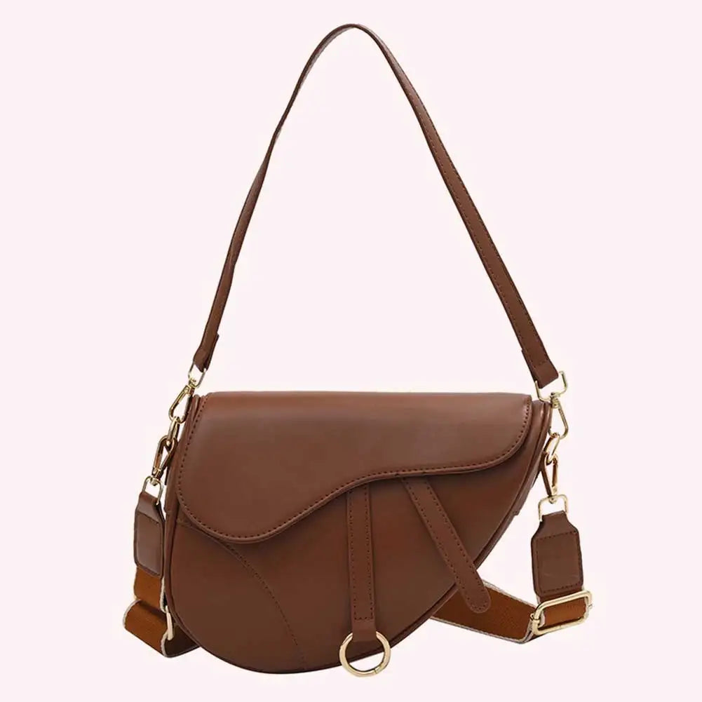 PU Leather Small Crossbody Bag Waterproof Women Mini Hobo Bag Saddle Shoulder Bag Solid Color Shoulder Bag Ladies Top Handle Bag