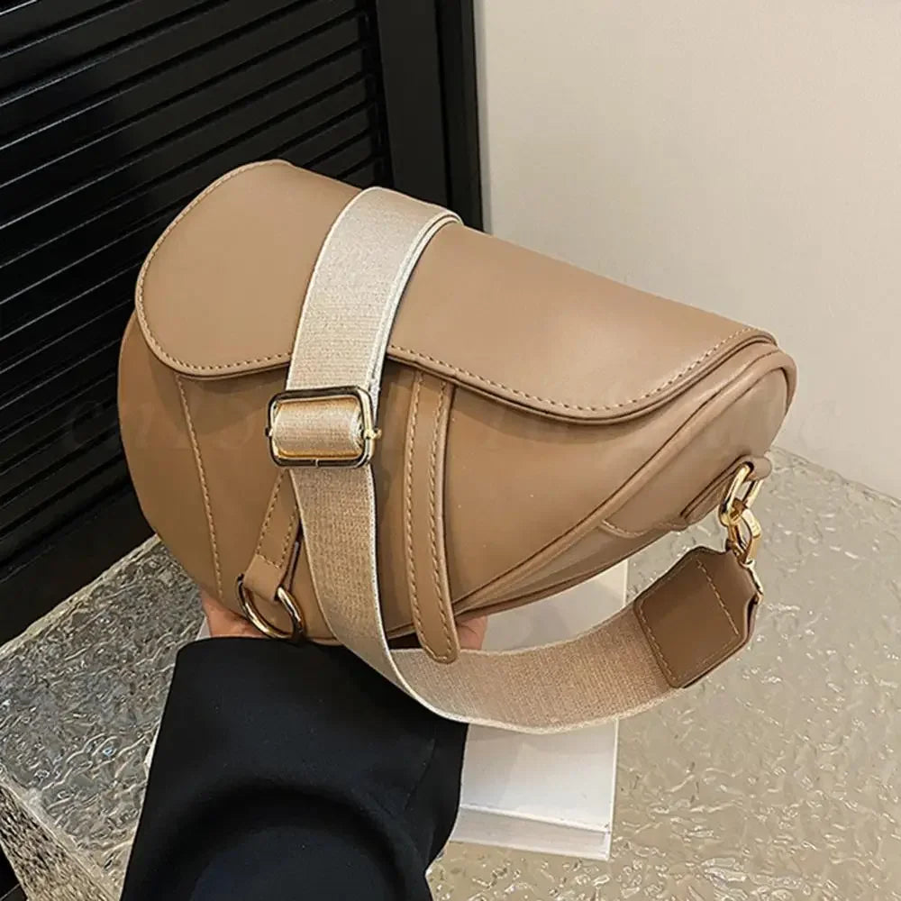 PU Leather Small Crossbody Bag Waterproof Women Mini Hobo Bag Saddle Shoulder Bag Solid Color Shoulder Bag Ladies Top Handle Bag