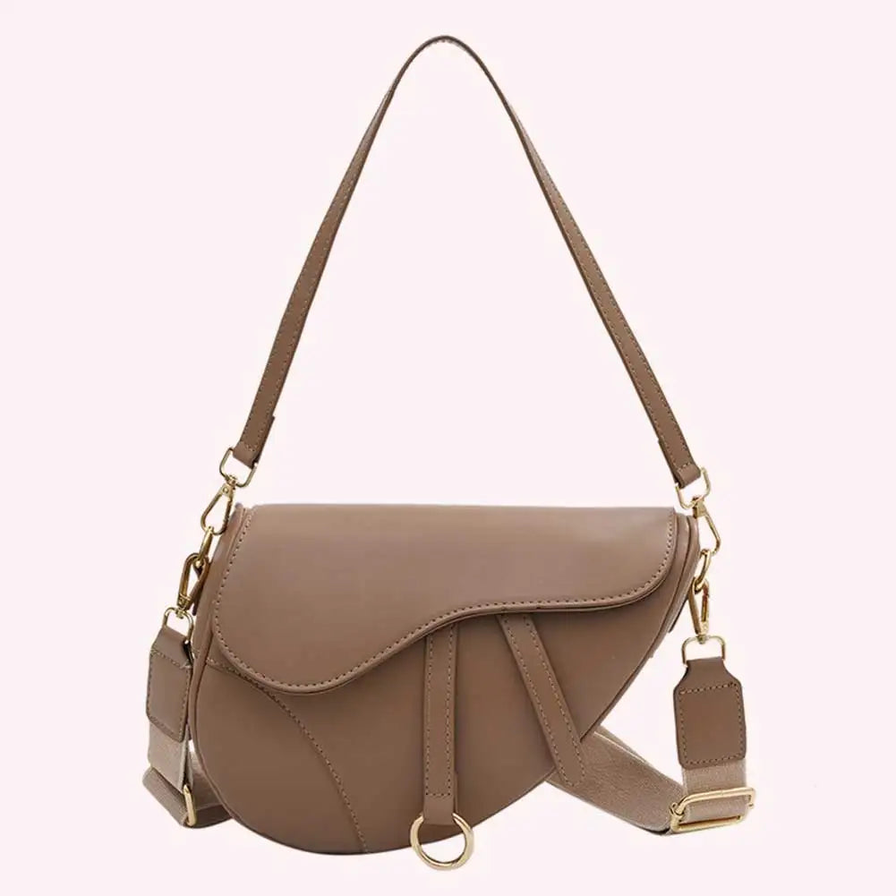 PU Leather Small Crossbody Bag Waterproof Women Mini Hobo Bag Saddle Shoulder Bag Solid Color Shoulder Bag Ladies Top Handle Bag