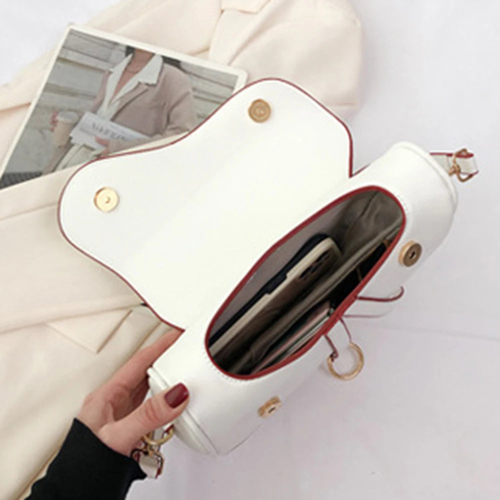 PU Leather Small Crossbody Bag Waterproof Women Mini Hobo Bag Saddle Shoulder Bag Solid Color Shoulder Bag Ladies Top Handle Bag