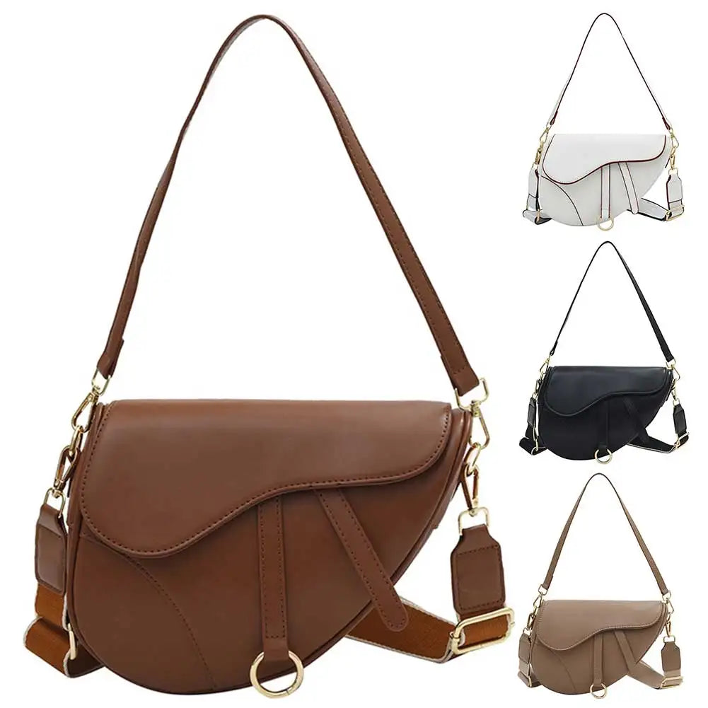 PU Leather Small Crossbody Bag Waterproof Women Mini Hobo Bag Saddle Shoulder Bag Solid Color Shoulder Bag Ladies Top Handle Bag