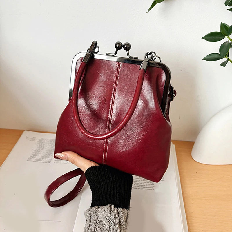 Vintage Style Women Handbag Brown Versatile Designer Shoulder Bag PU Leather Ladys Shell Purses Crossbody Bags
