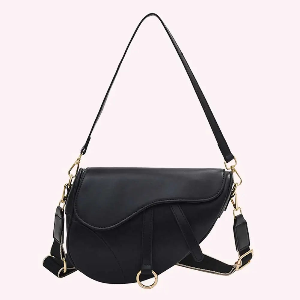 PU Leather Small Crossbody Bag Waterproof Women Mini Hobo Bag Saddle Shoulder Bag Solid Color Shoulder Bag Ladies Top Handle Bag