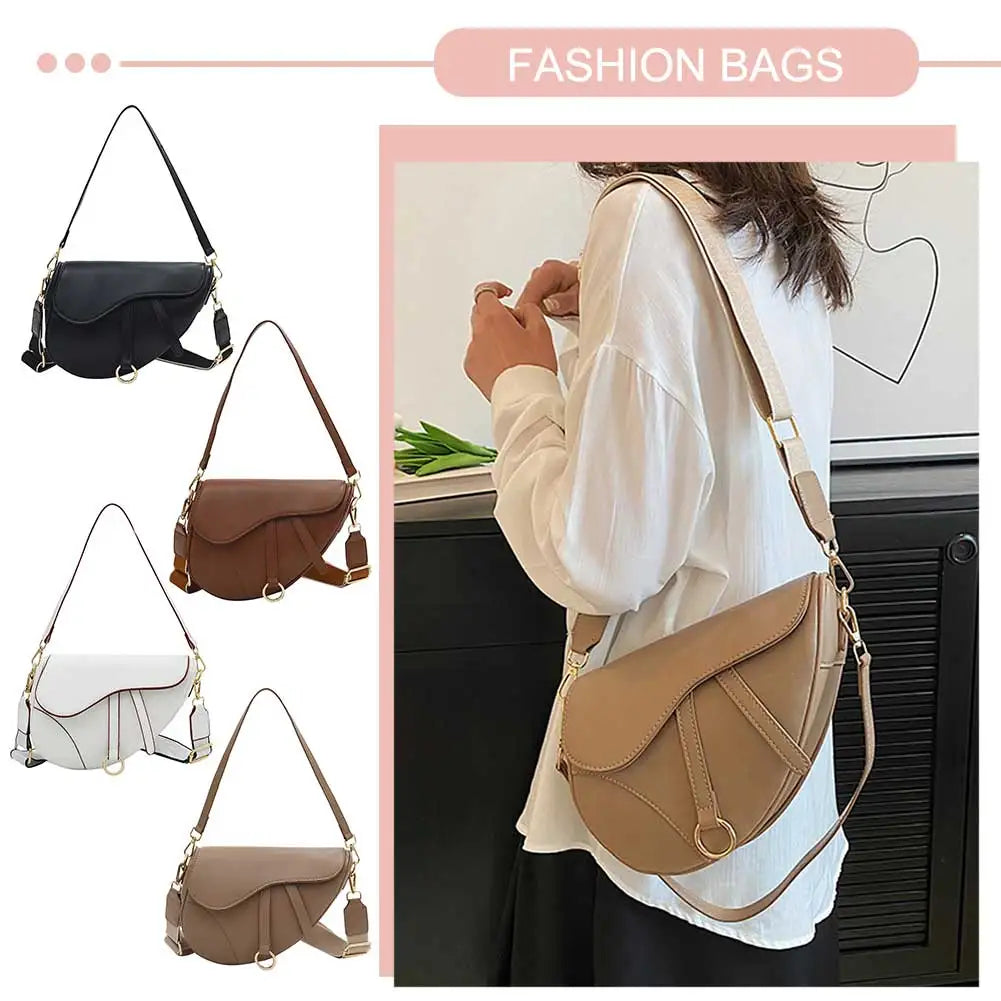PU Leather Small Crossbody Bag Waterproof Women Mini Hobo Bag Saddle Shoulder Bag Solid Color Shoulder Bag Ladies Top Handle Bag
