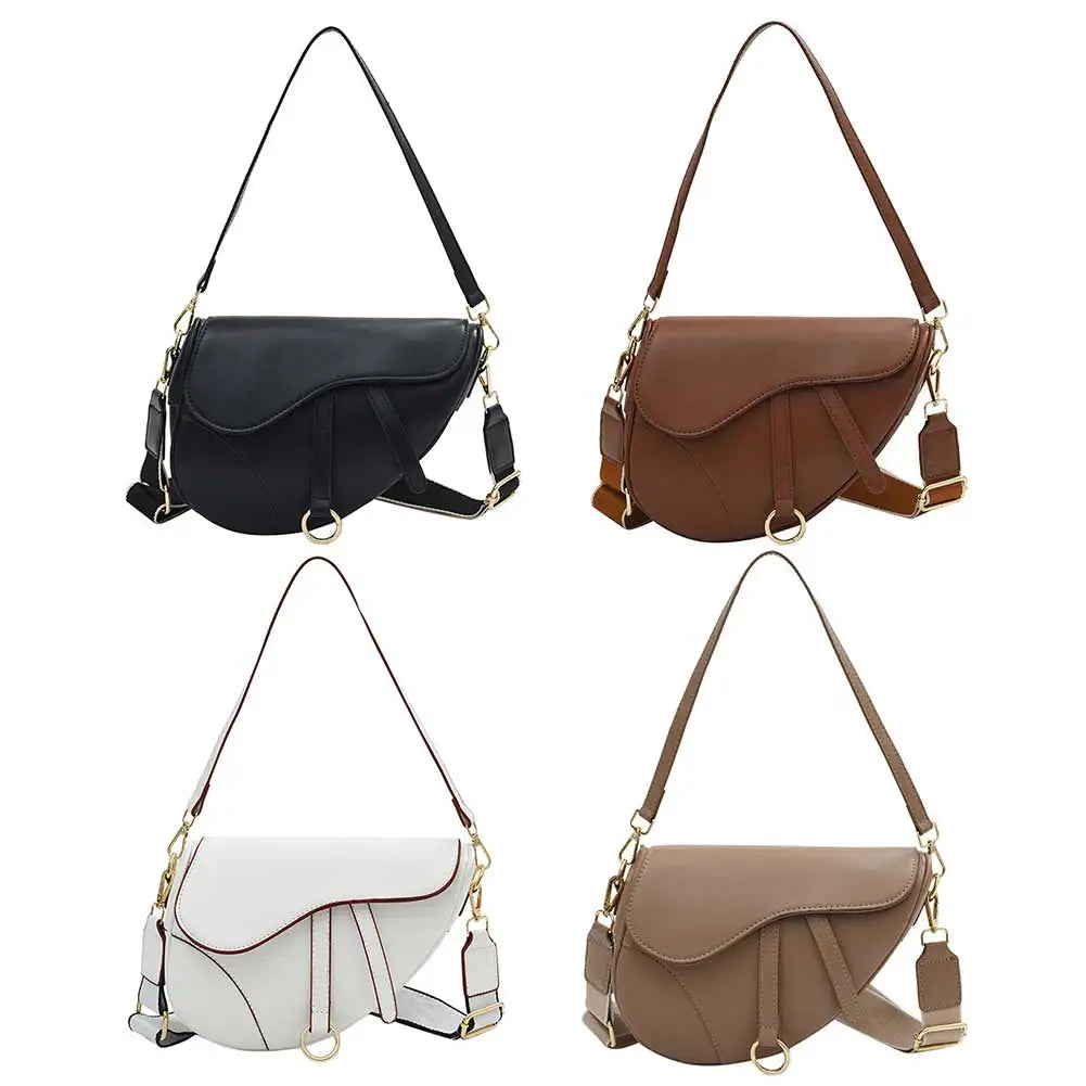 PU Leather Small Crossbody Bag Waterproof Women Mini Hobo Bag Saddle Shoulder Bag Solid Color Shoulder Bag Ladies Top Handle Bag
