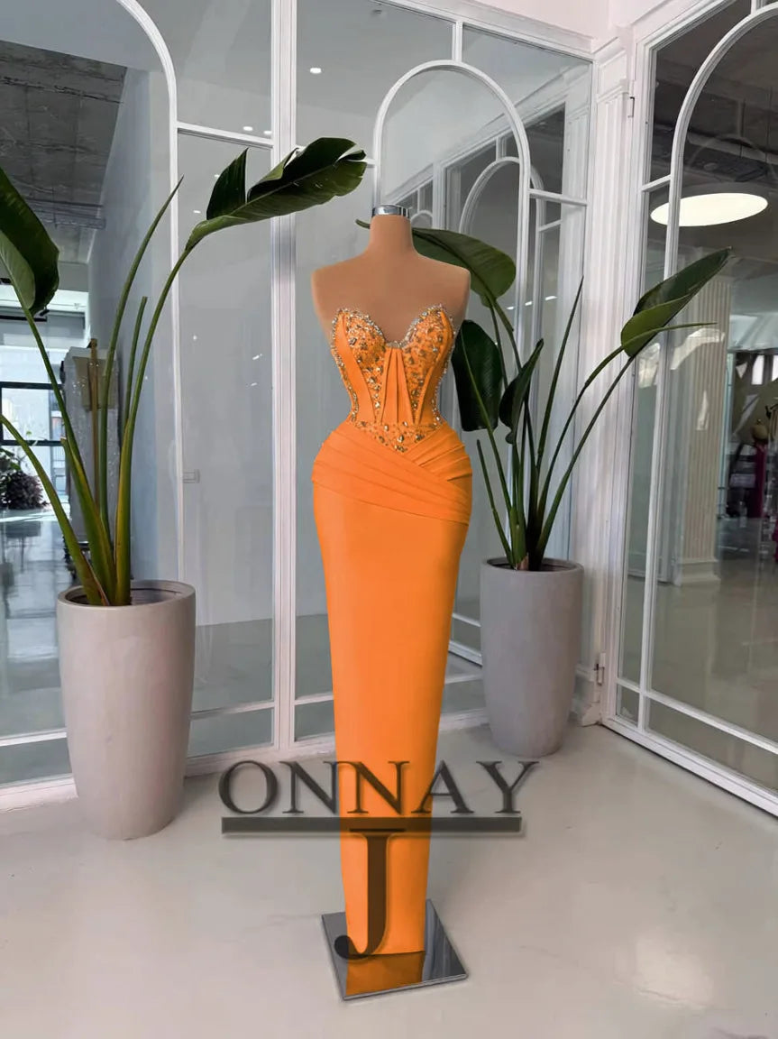 Customized Pink Mermaid Prom Dresses for Women Corset Crystals Saudi Arabric Gala Bespoke Occasion Gown Vestidos De Fiesta Plus