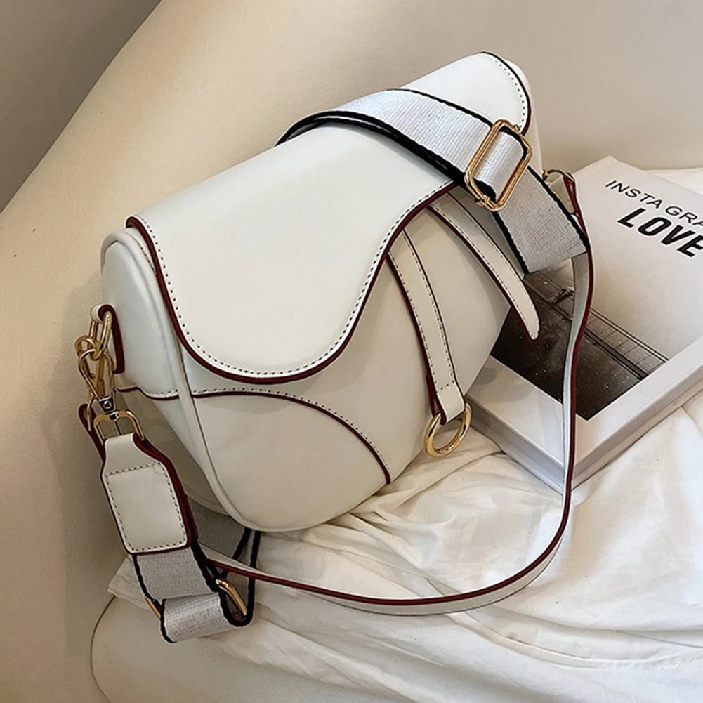 PU Leather Small Crossbody Bag Waterproof Women Mini Hobo Bag Saddle Shoulder Bag Solid Color Shoulder Bag Ladies Top Handle Bag