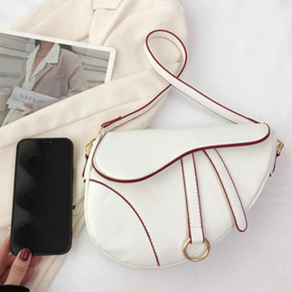 PU Leather Small Crossbody Bag Waterproof Women Mini Hobo Bag Saddle Shoulder Bag Solid Color Shoulder Bag Ladies Top Handle Bag
