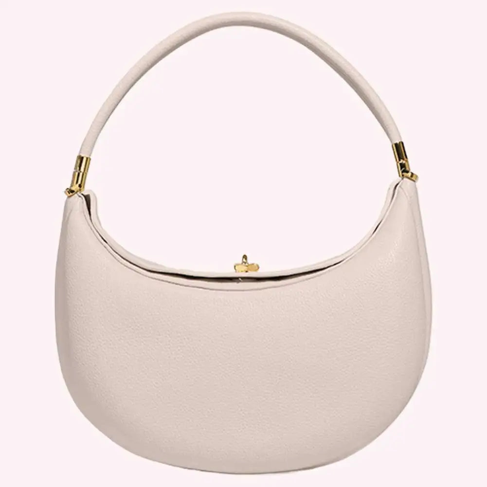 Trendy Shoulder Bag PU Leather Designer Underarm Bag with Hasp Closure Stylish Casual Clutch Purse Soft Half Moon Bag for Women