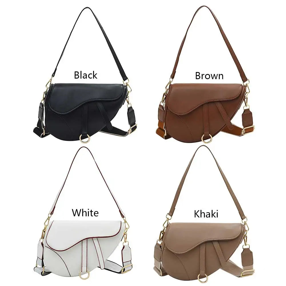 PU Leather Small Crossbody Bag Waterproof Women Mini Hobo Bag Saddle Shoulder Bag Solid Color Shoulder Bag Ladies Top Handle Bag