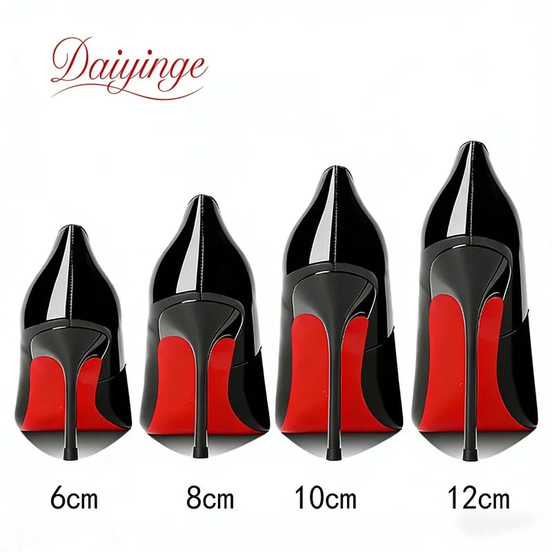 Heels For women 2026 Trend Leather Luxury Red Bottom High Heels 12cm Pointed Toe Stiletto Pumps Elegant Sexy Party Wedding Shoes
