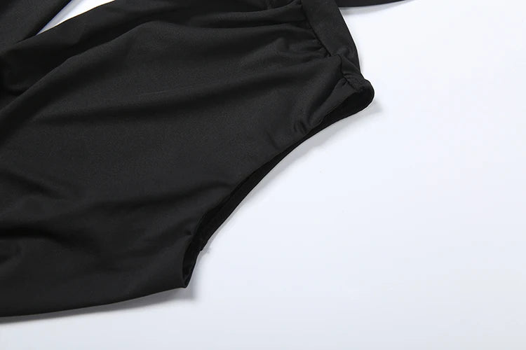 Nibber Metal Trim Jumpsuit Women Ruched Sexy Waistless Cross Hollow Bandage Coquette Midnight Workout Hipster Stretch Overalls