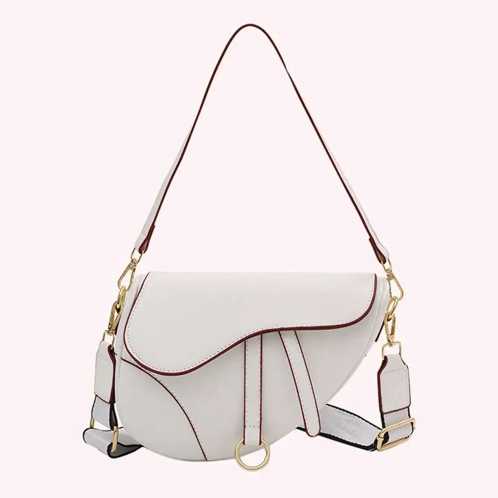 PU Leather Small Crossbody Bag Waterproof Women Mini Hobo Bag Saddle Shoulder Bag Solid Color Shoulder Bag Ladies Top Handle Bag